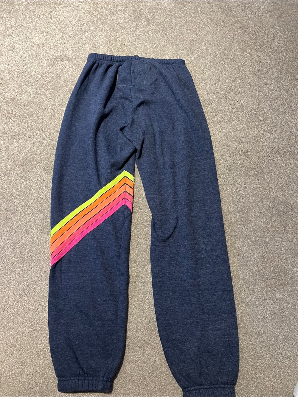 Aviator Nation Navy Track Pants with Neon Chevron Stripes - Picture 4 of 4